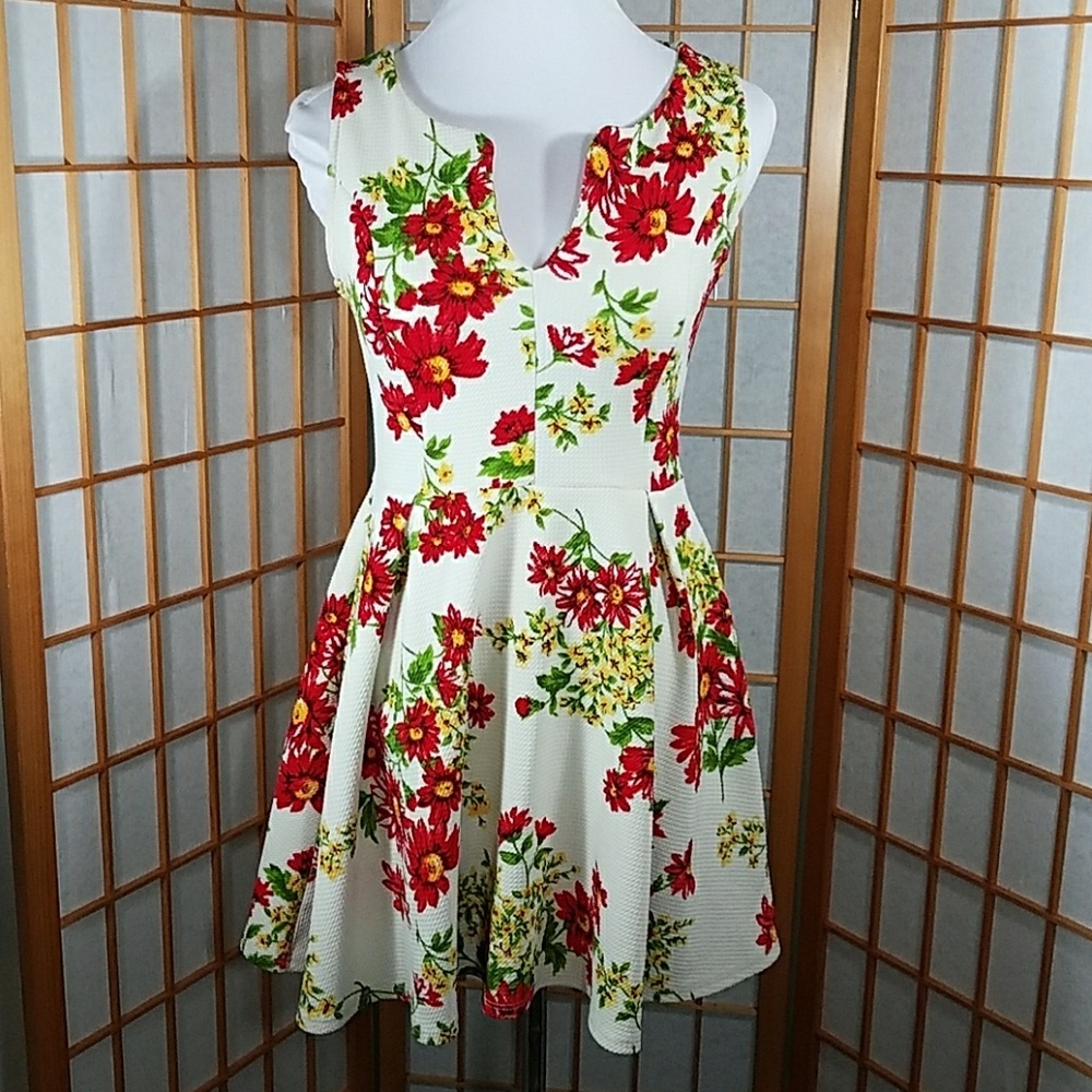 Bright floral skater mini dress